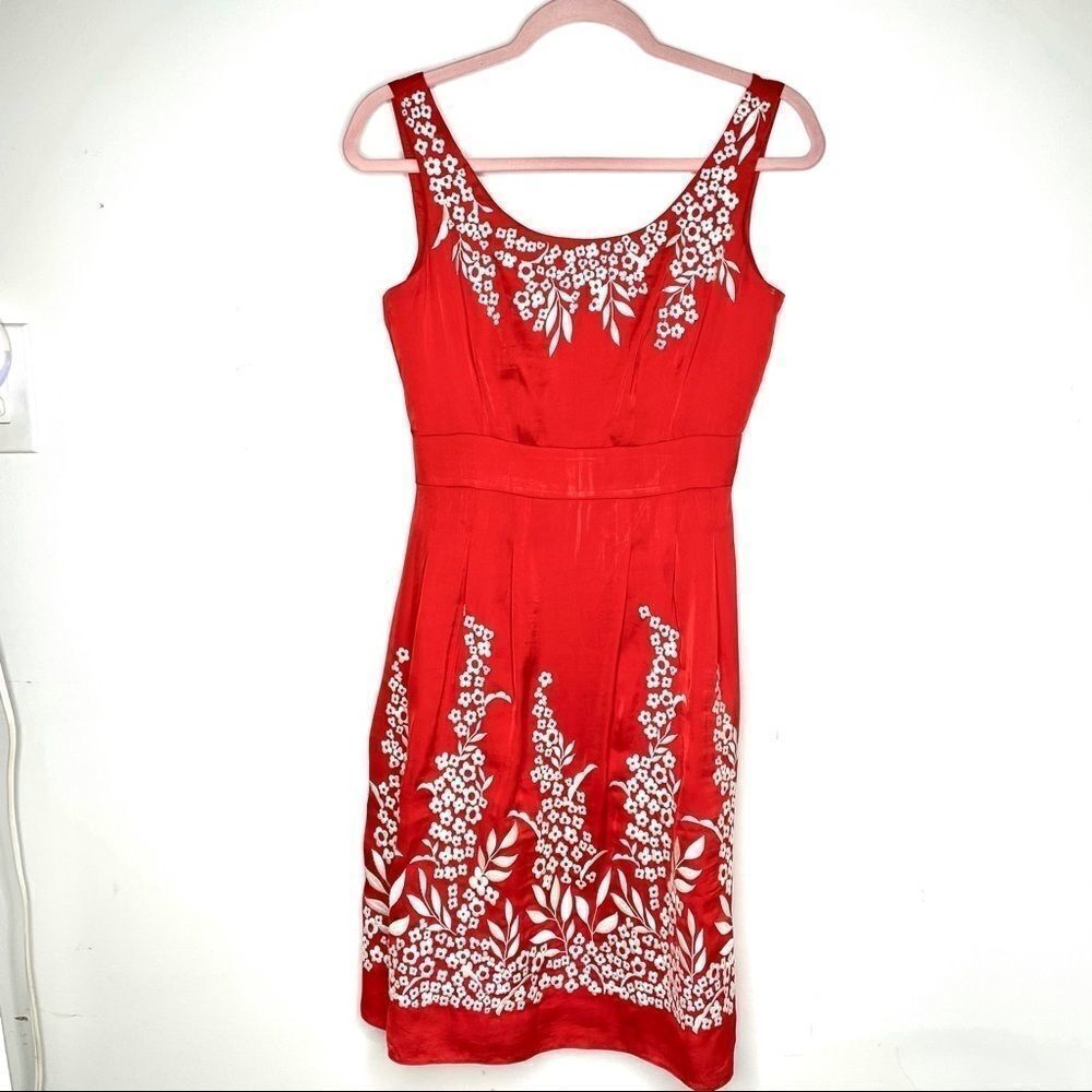 VNTG Antonio Melani Retro Red Embroidered Dress 0